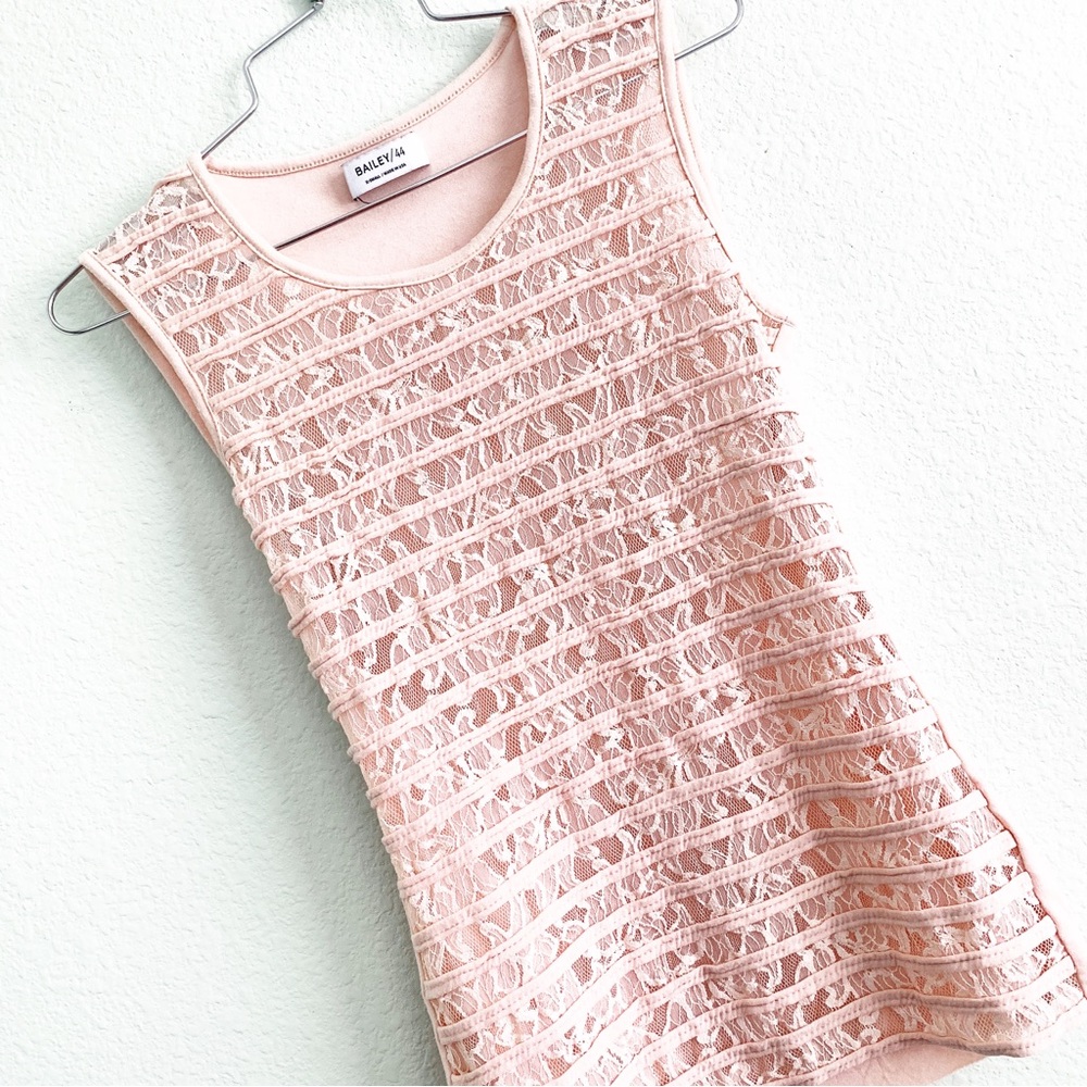 BAILEY 44 lace front pink blouse sleeveless top tank XS shirt
